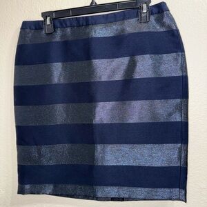 Tommy Hilfiger Blue and Metallic S Striped nautical Coastal Pencil Skirt- Size 8